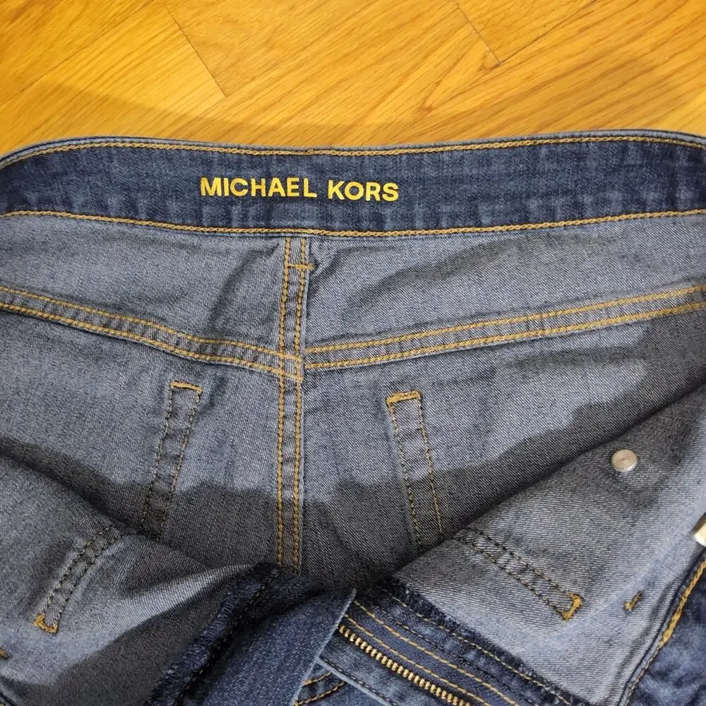 Michael Kors High Rise Relaxed Straight Leg Women’s 16 Blue Denim Utility Pocket